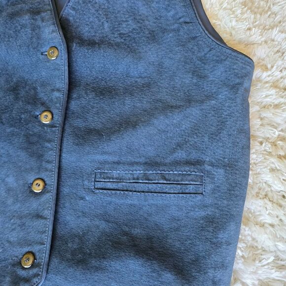 MARSH LANDING Petites Medium Unisex Womems Genuine Blue Leather Vest Western - Picture 4 of 10